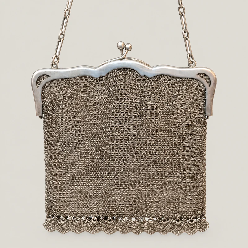 Silver mesh evening purse